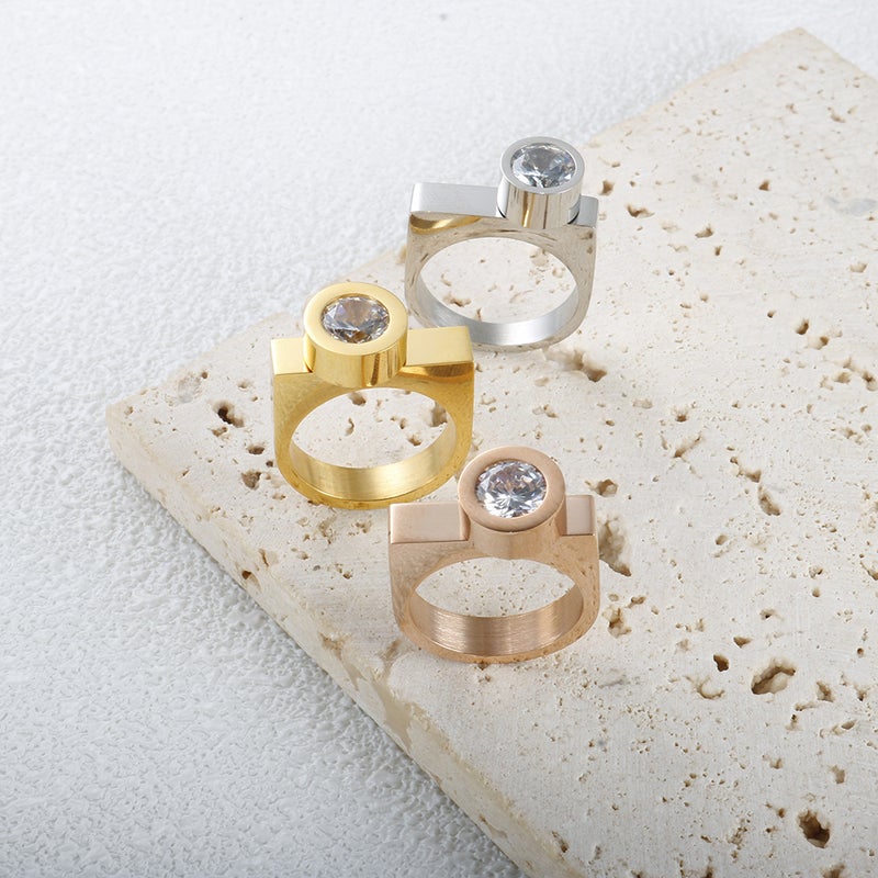 Creative Export Ring, Screw Pattern Twisting Accessories, Stone Replacement Stainless Steel Ring, Accessible Luxury And High-End Feel That Will Not Fall Off - Image 2